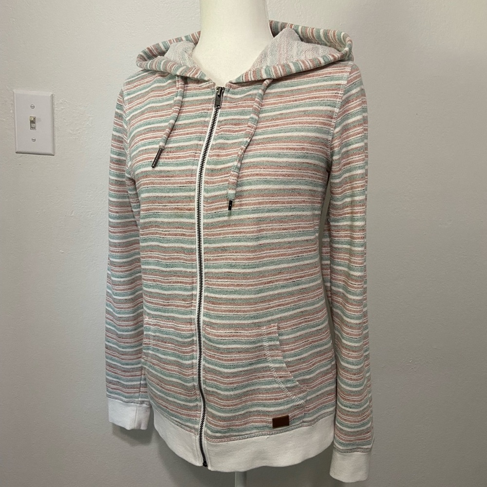 Roxy women's M terry cloth stripe full zip hoodie EUC